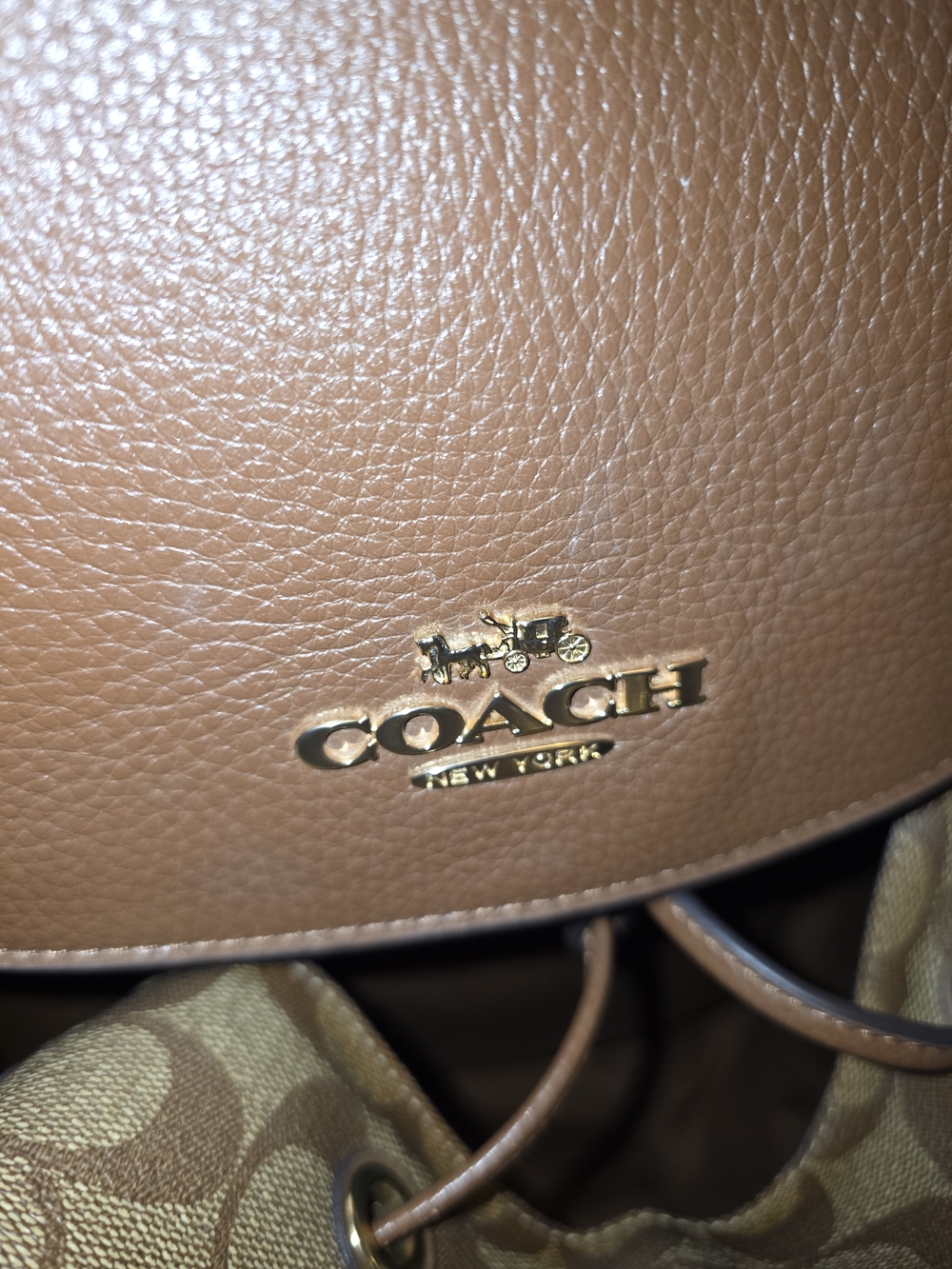 Coach Brown Signature Canvas Backpack with Leather Flap and Clutch - Picture 7 of 11